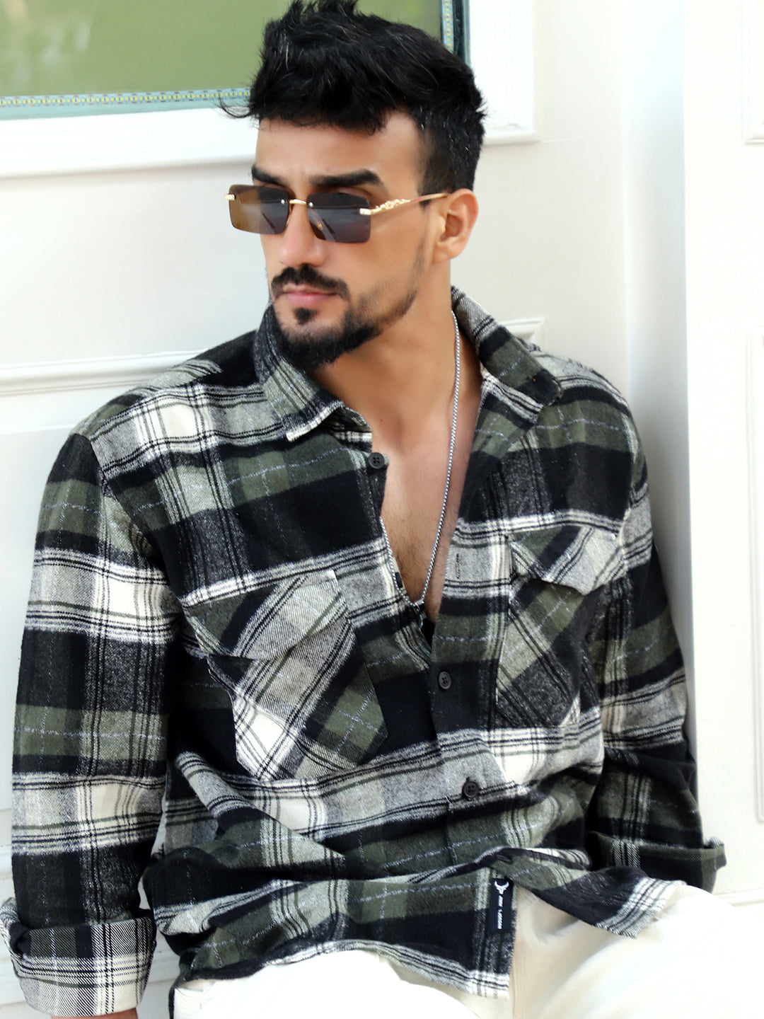 Afterdark Olive Check Full Sleeve Shirt