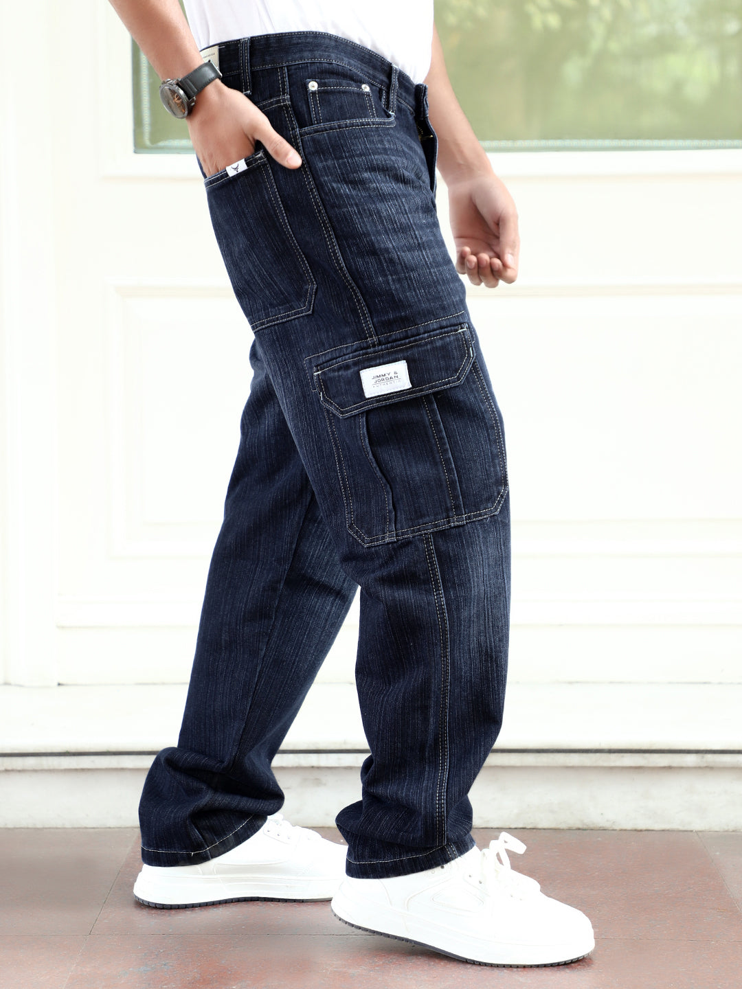 Caventor Noval Blue Baggy Fit Denim Cargo