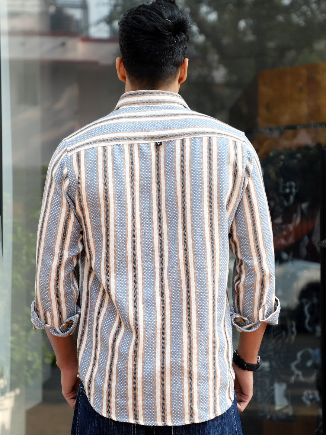 Santorini Blue Stripe Full Sleeve Shirt