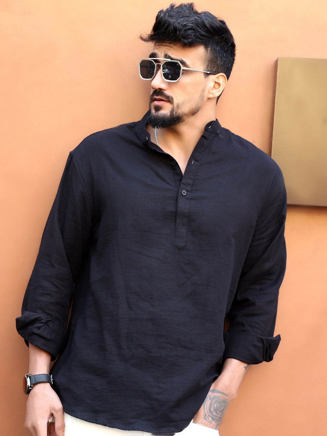 Fusion Drift Black Kurta