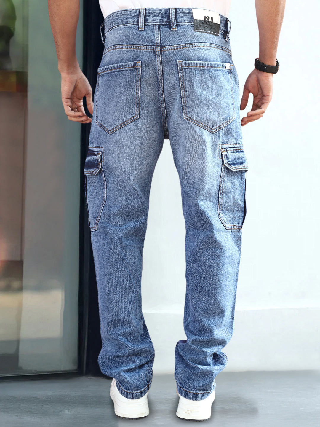 Vireon Light Blue Baggy Fit Denim Cargo