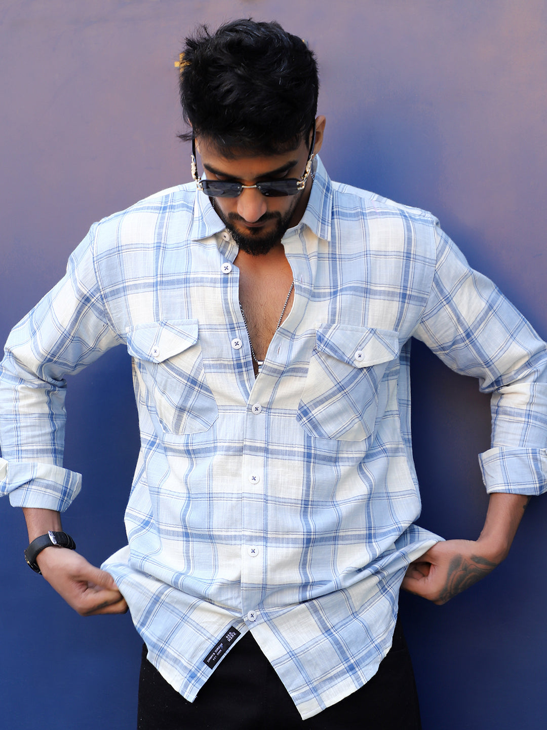 Pineflare Blue Check Full Sleeve Shirt