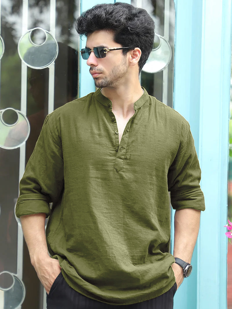 Fusion Drift Avocado Green Kurta