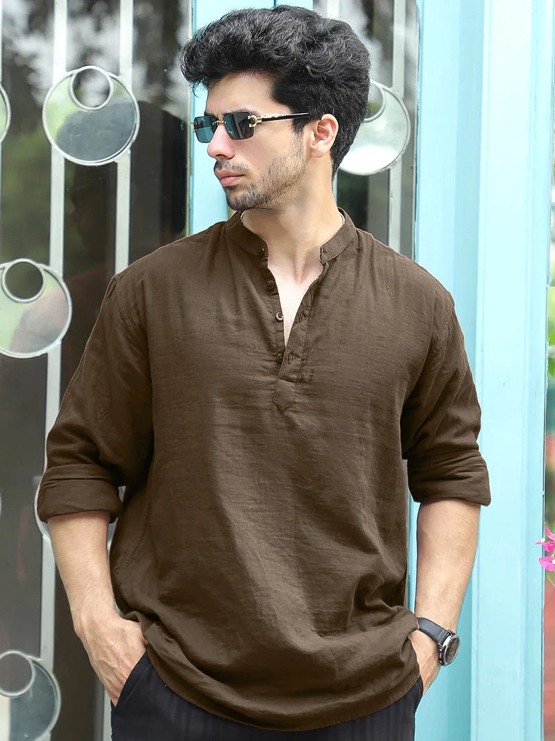 Fusion Drift Peanut Brown Kurta