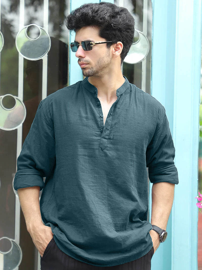 Fusion Drift Ocean Blue Kurta
