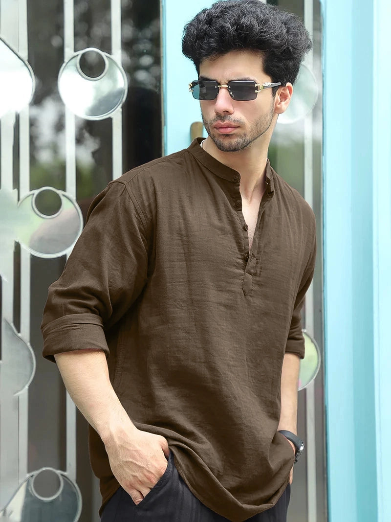 Fusion Drift Peanut Brown Kurta