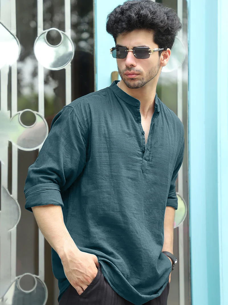 Fusion Drift Ocean Blue Kurta