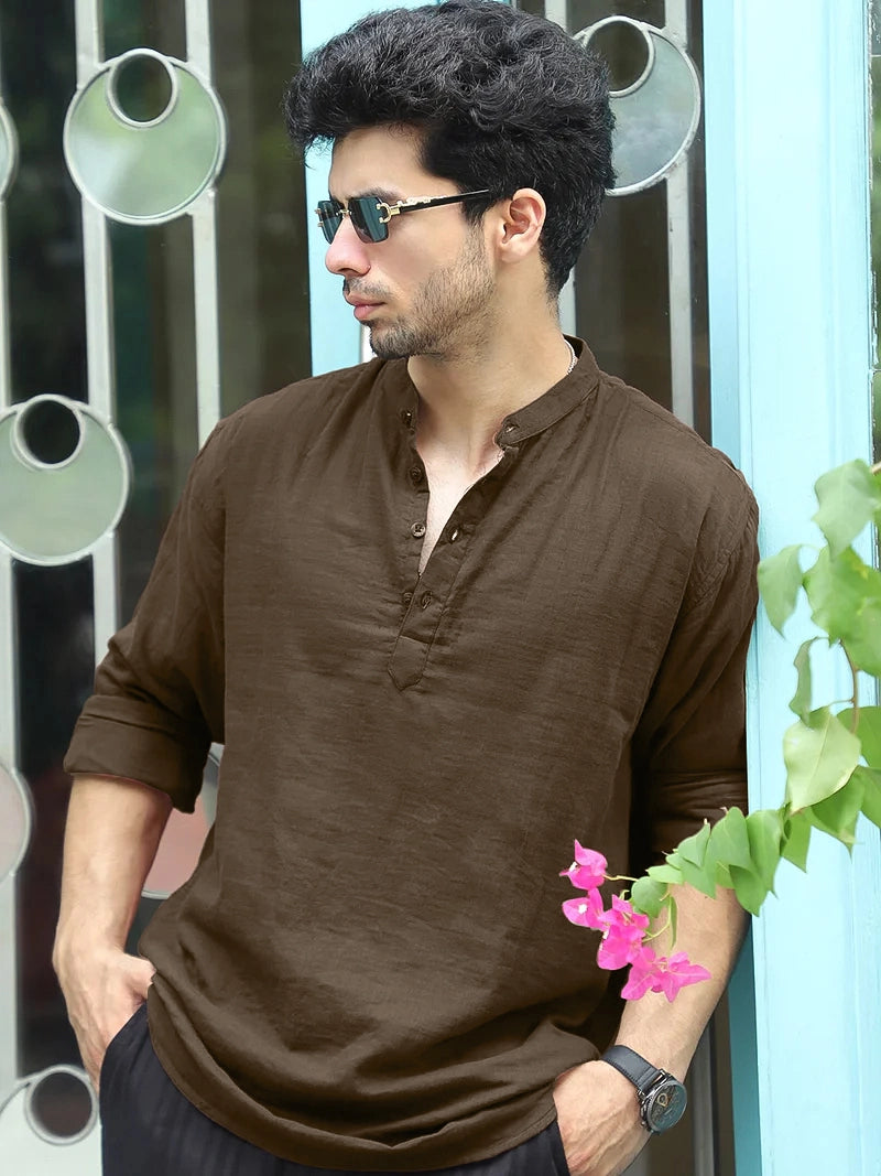 Fusion Drift Peanut Brown Kurta