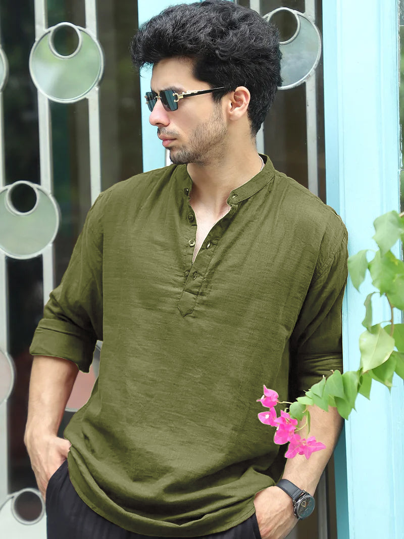Fusion Drift Avocado Green Kurta