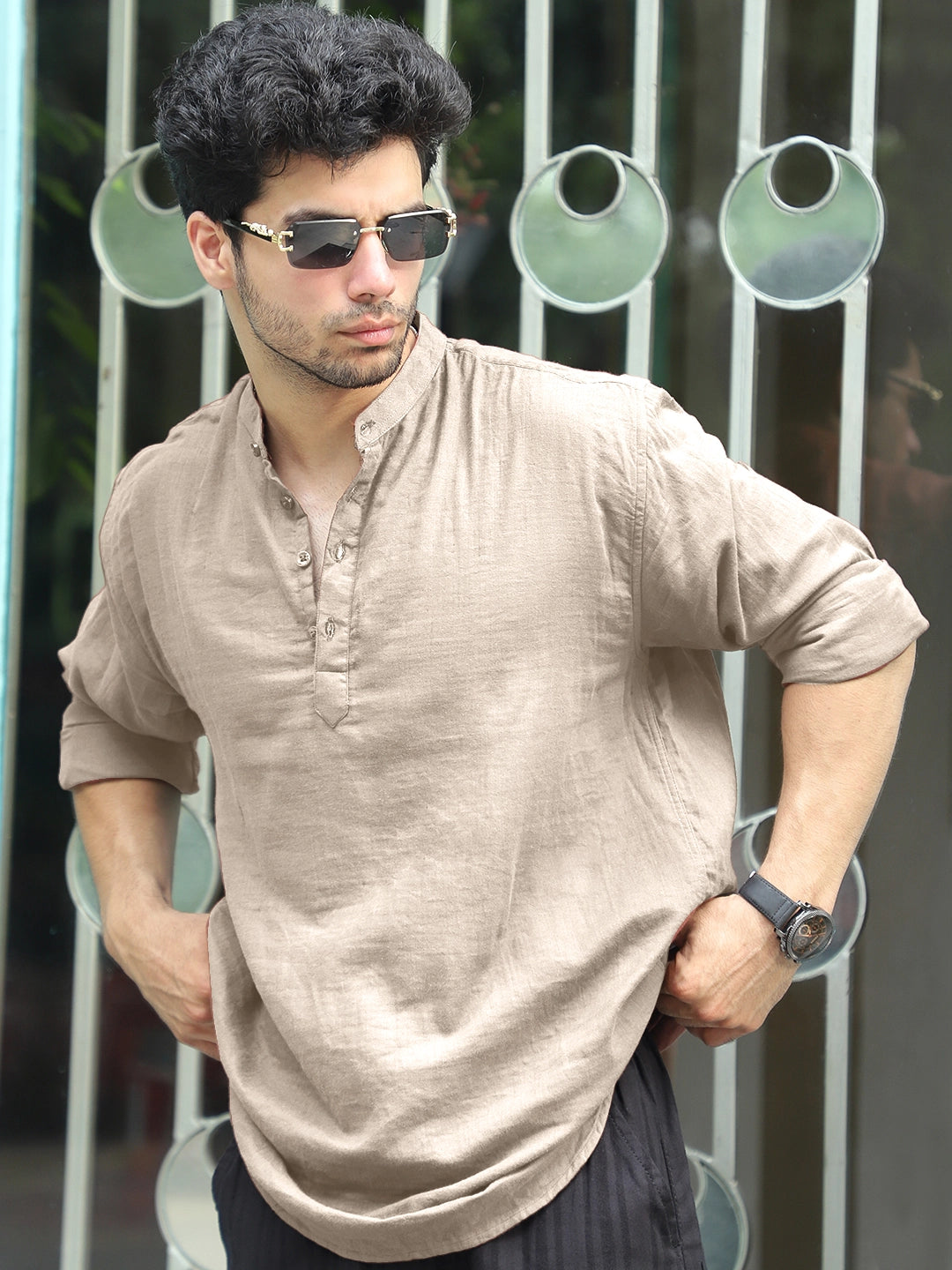 Fusion Drift Light Beige Kurta