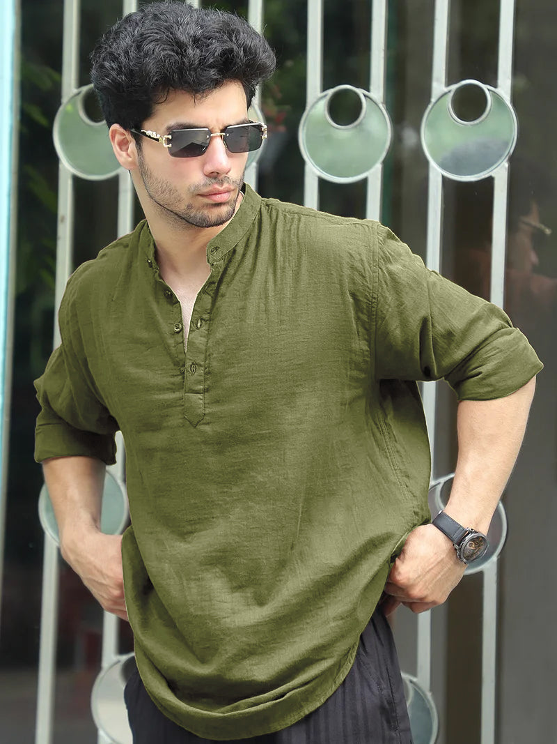 Fusion Drift Avocado Green Kurta
