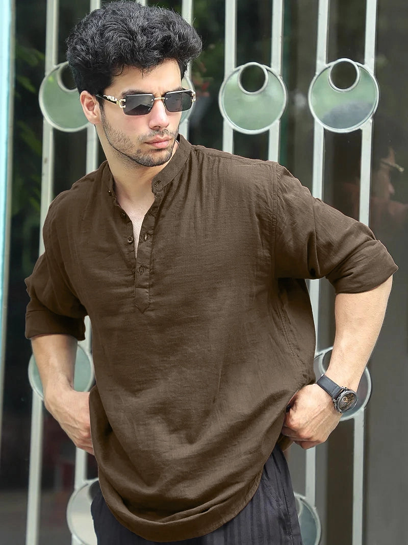 Fusion Drift Peanut Brown Kurta