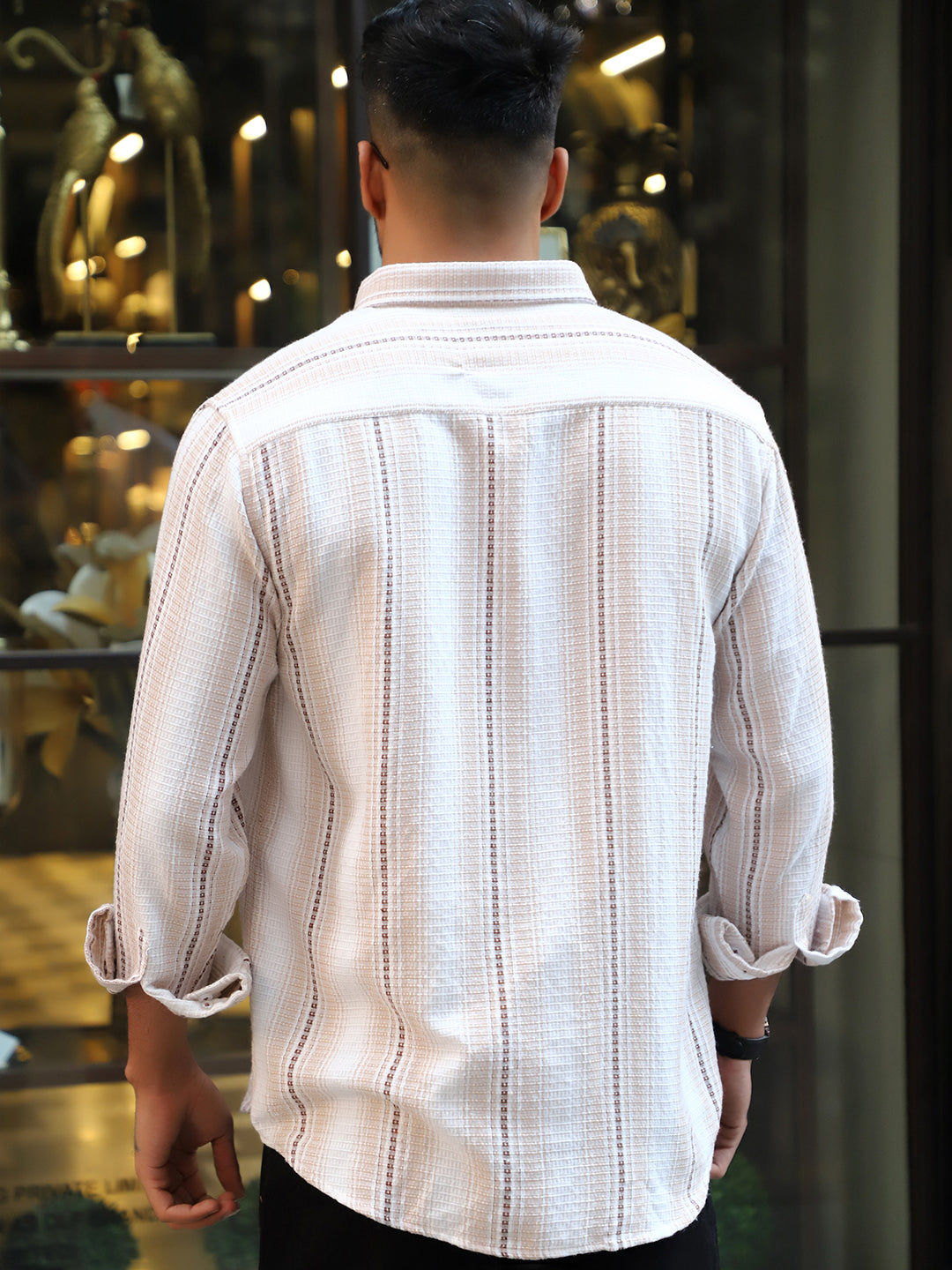 Sable Tone Beige Stripe Full Sleeve Shirt