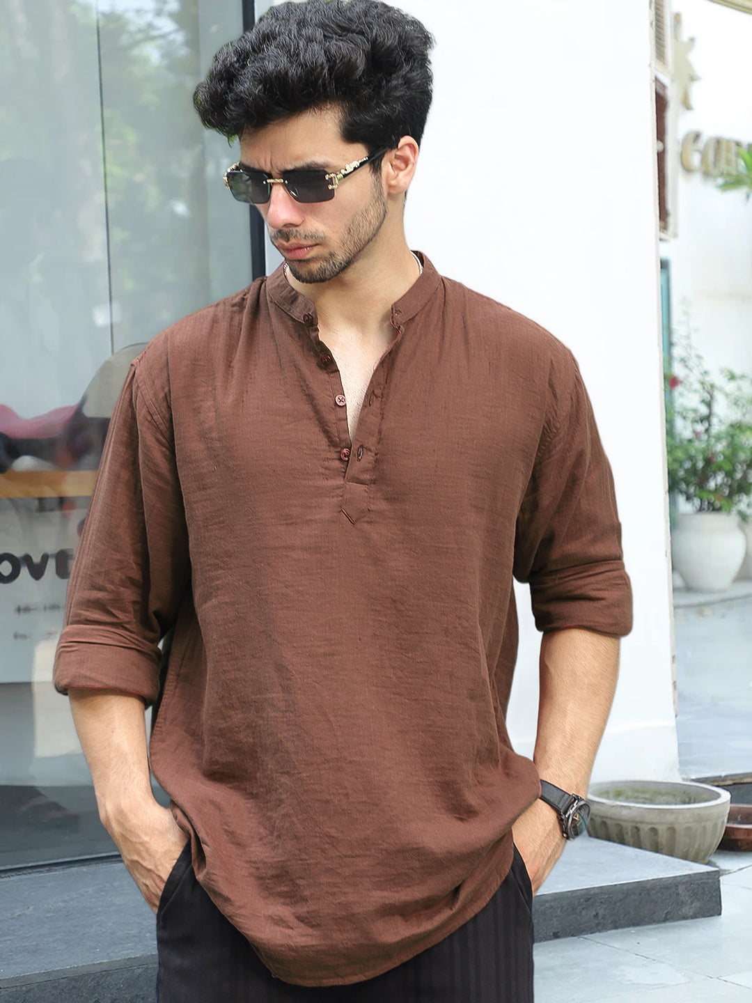Fusion Drift Brown Kurta