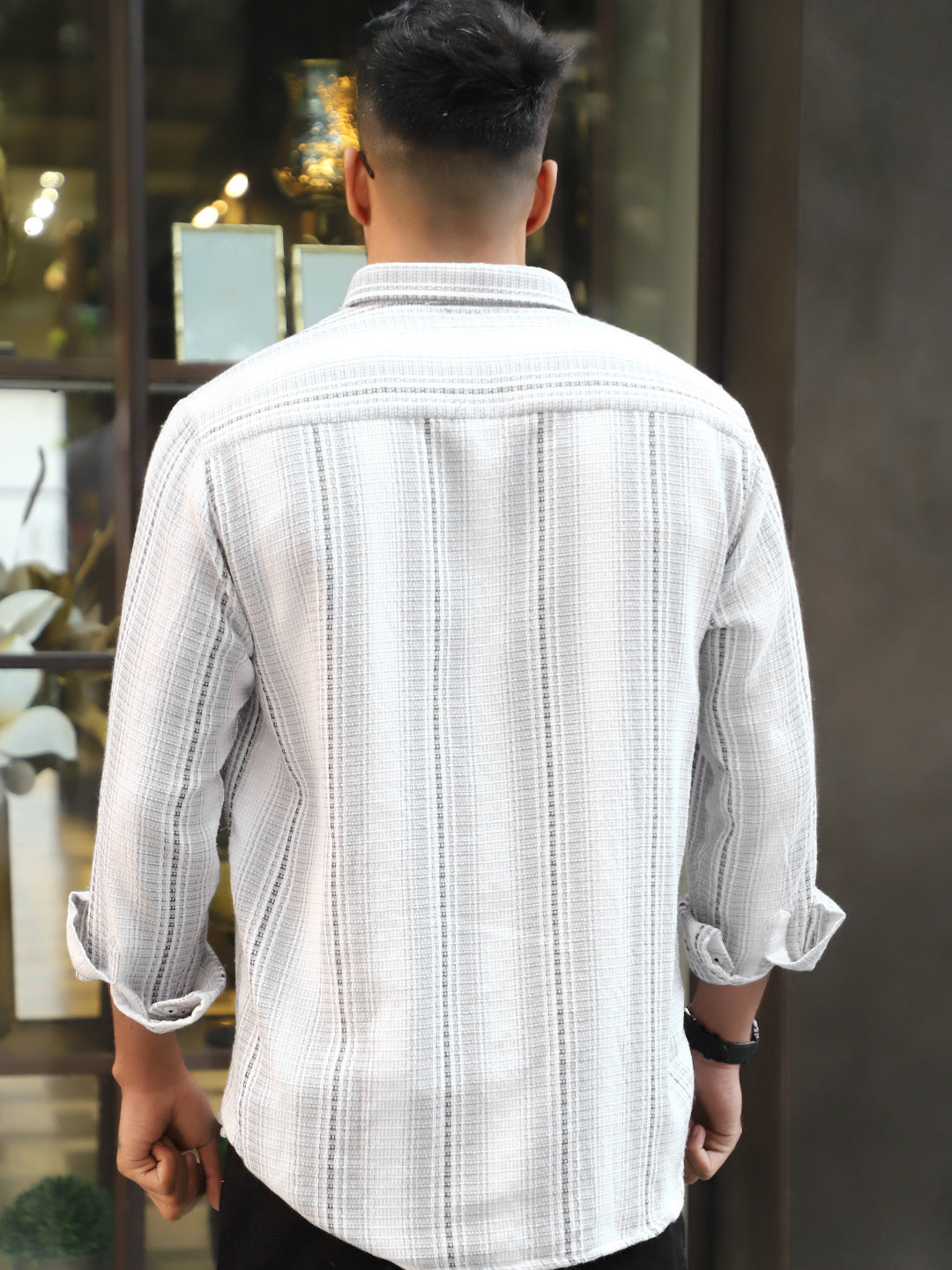 Sable Tone Light Grey Stripe Full Sleeve Shirt
