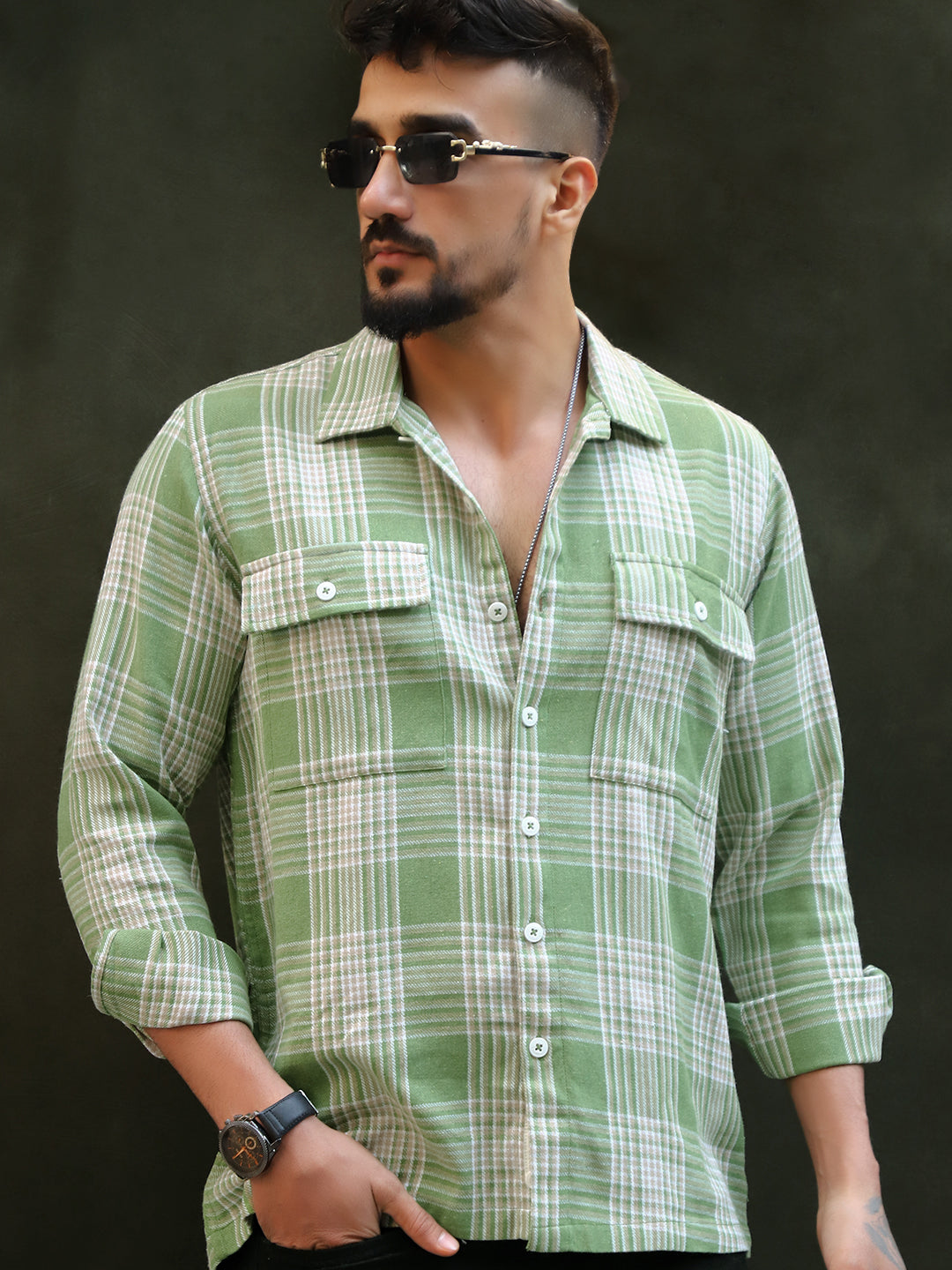 Fiore Blu Pear Green Check Shirt