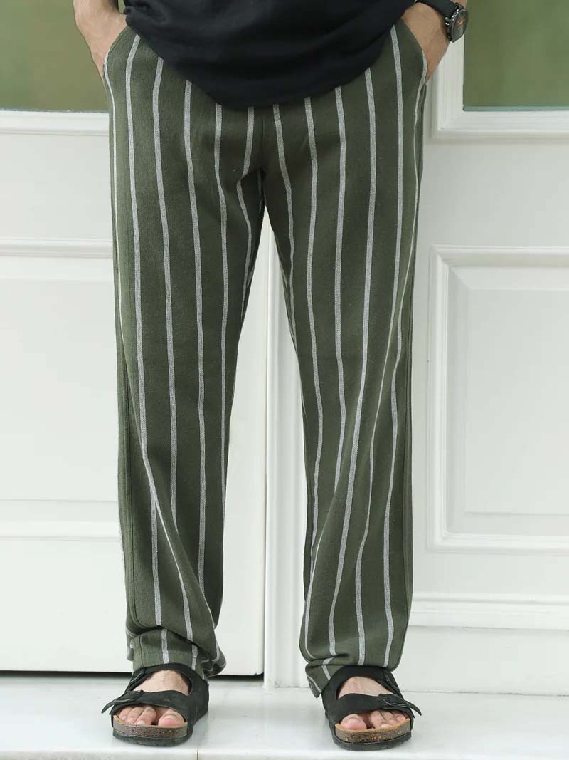 Mavero Dark Olive Stripe Trouser