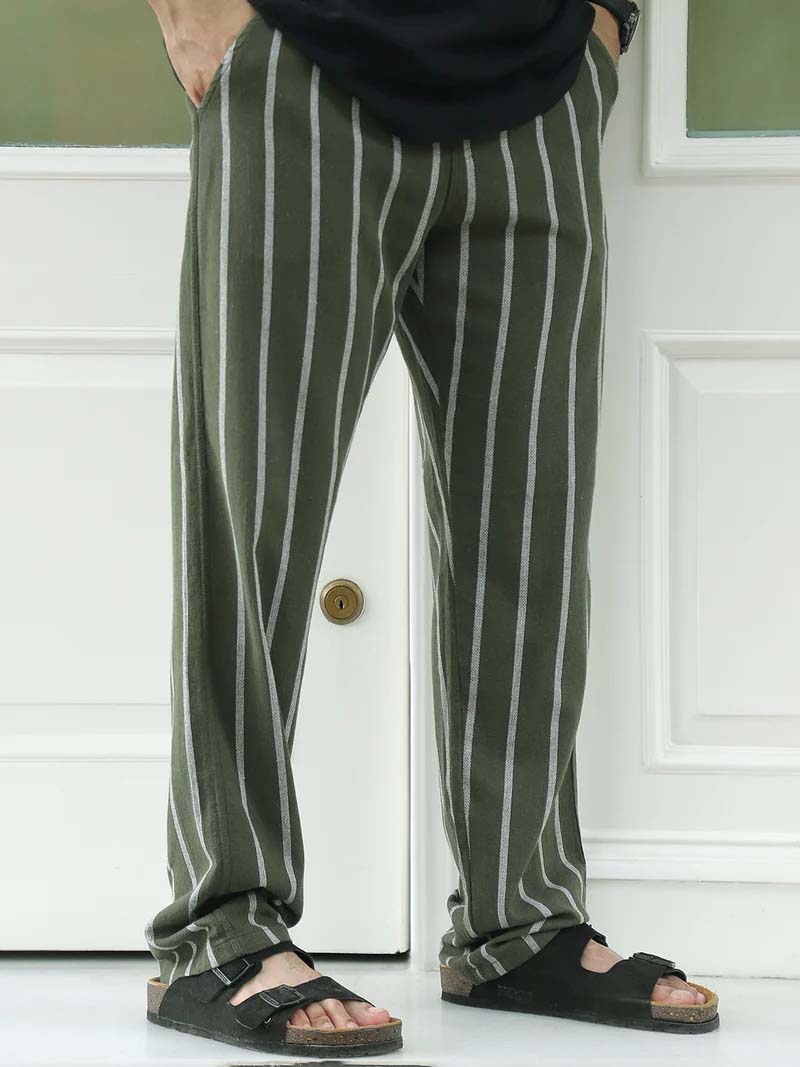 Mavero Dark Olive Stripe Trouser