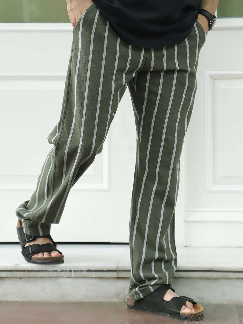 Mavero Dark Olive Stripe Trouser