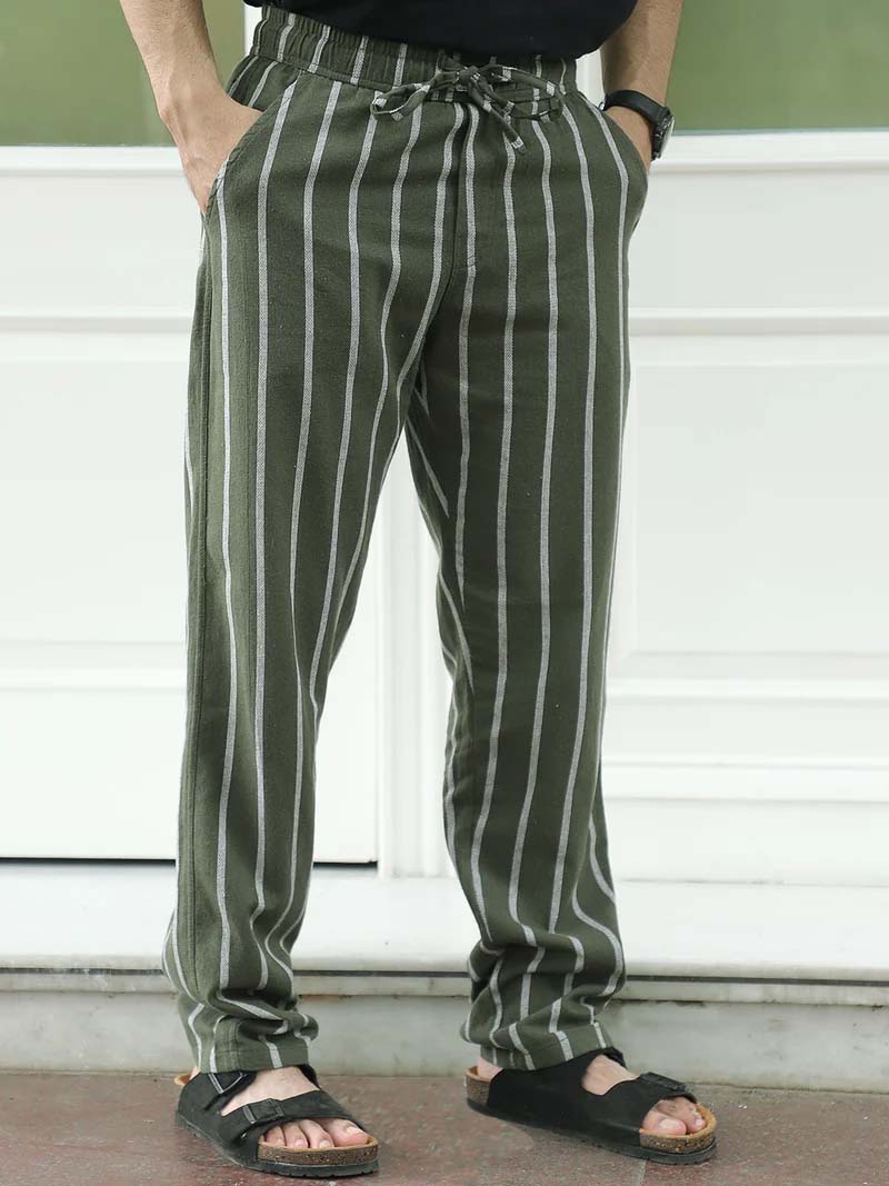 Mavero Dark Olive Stripe Trouser