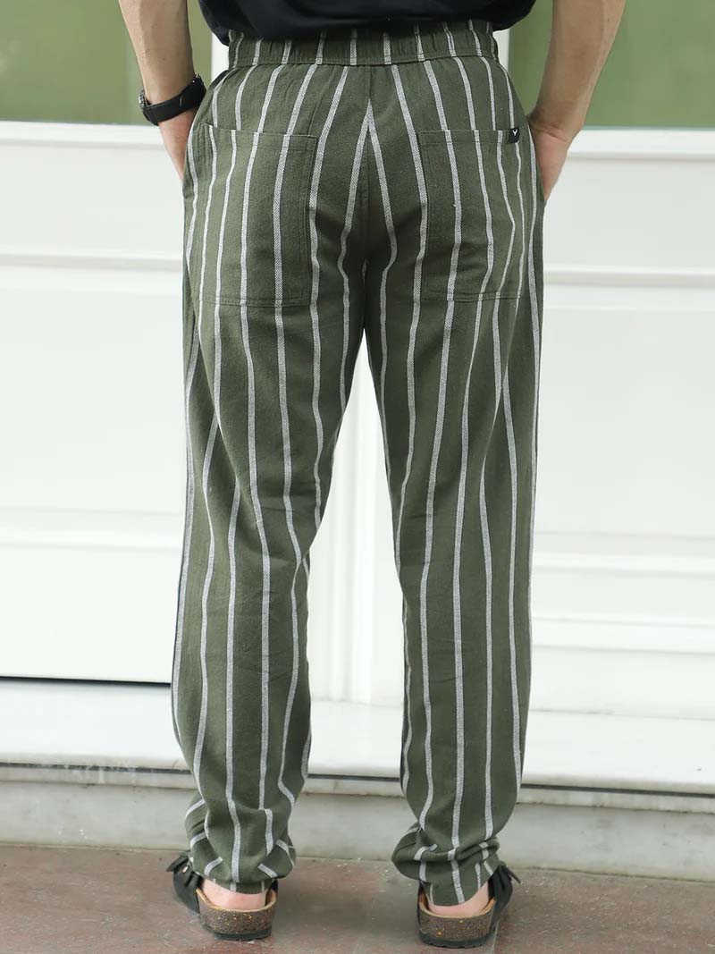 Mavero Dark Olive Stripe Trouser
