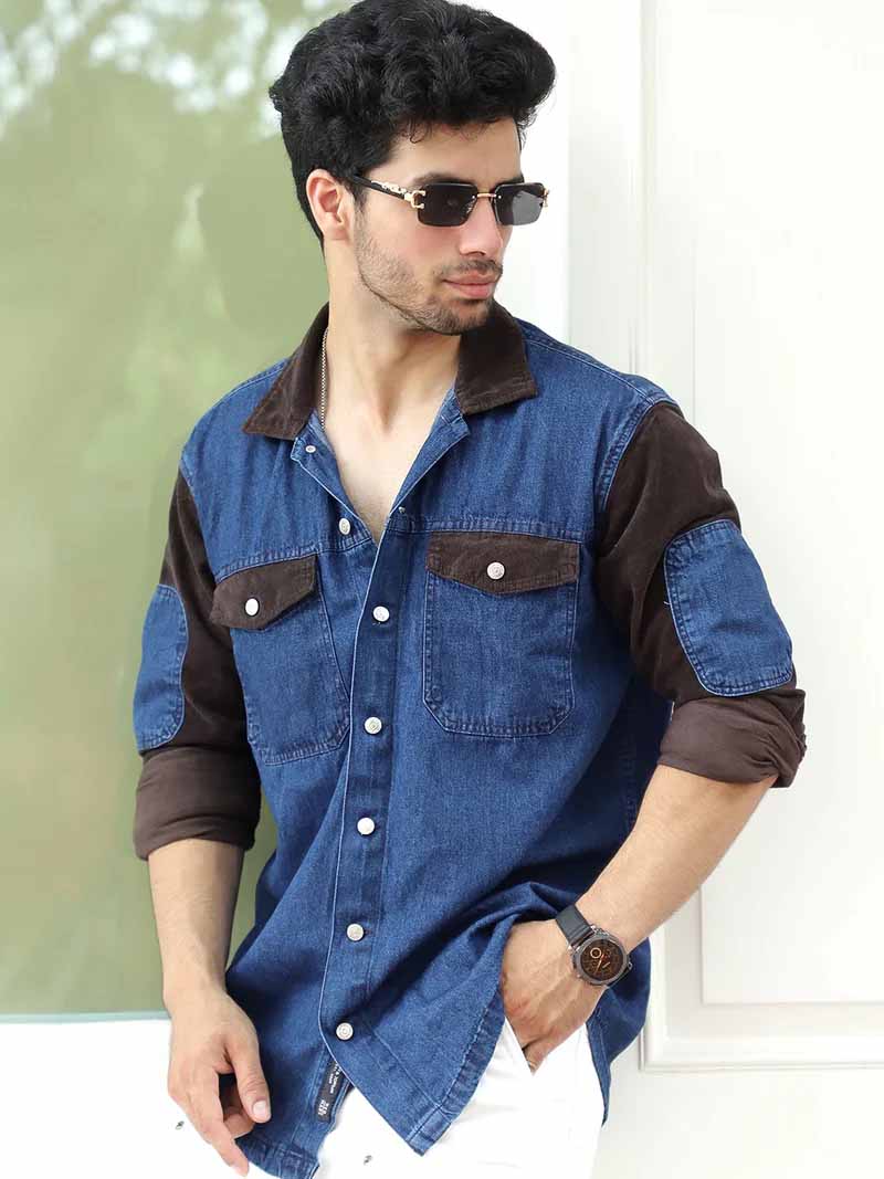Luxe Fit Classic Blue Washed Denim Shirt