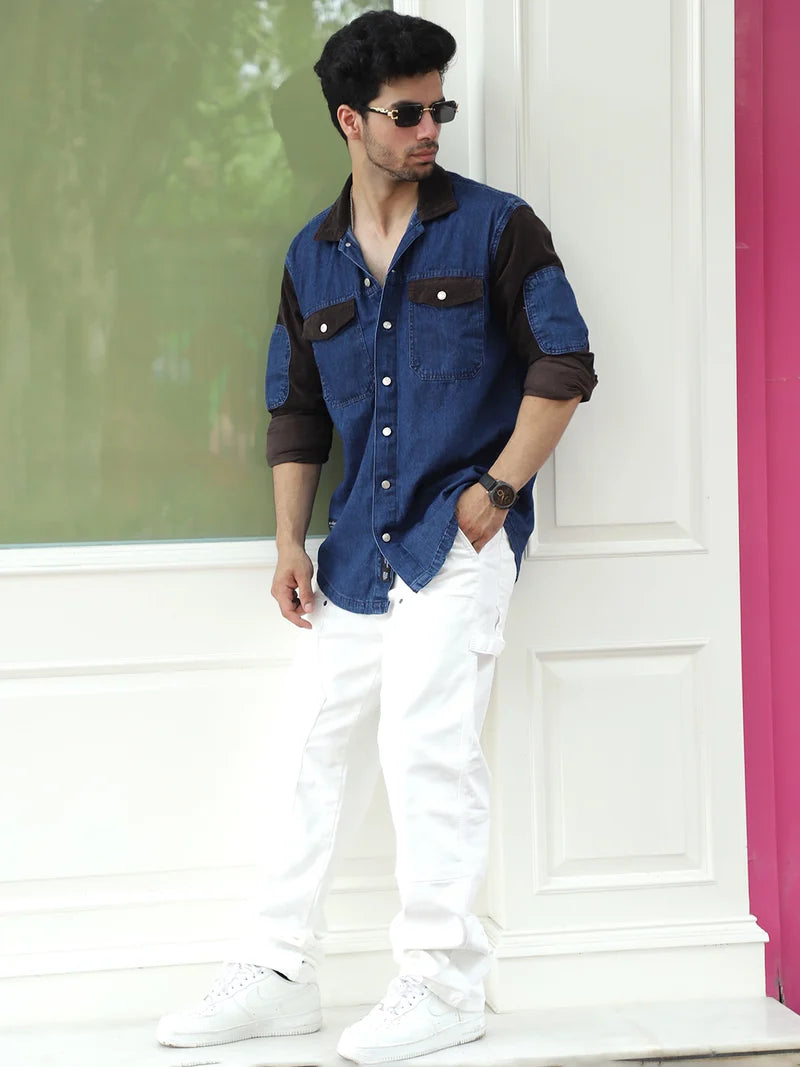 Luxe Fit Classic Blue Washed Denim Shirt
