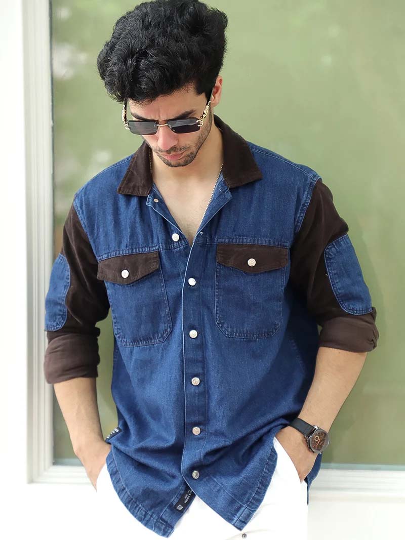 Luxe Fit Classic Blue Washed Denim Shirt