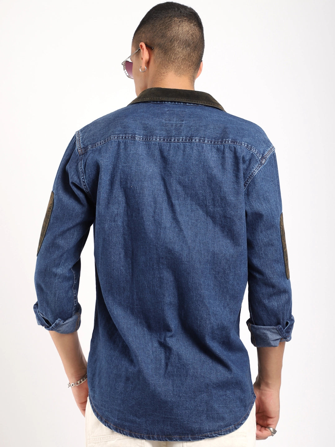 Fade Fit Dark Navy Washed Corduroy Denim Shirt