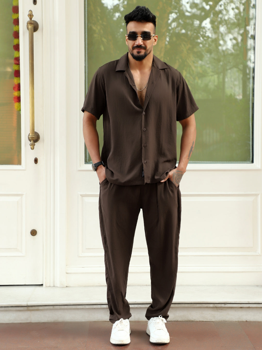 Linen Atlantica Dark Brown Co-Ord Set