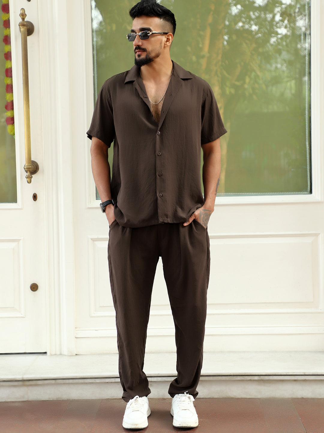 Linen Atlantica Dark Brown Co-Ord Set