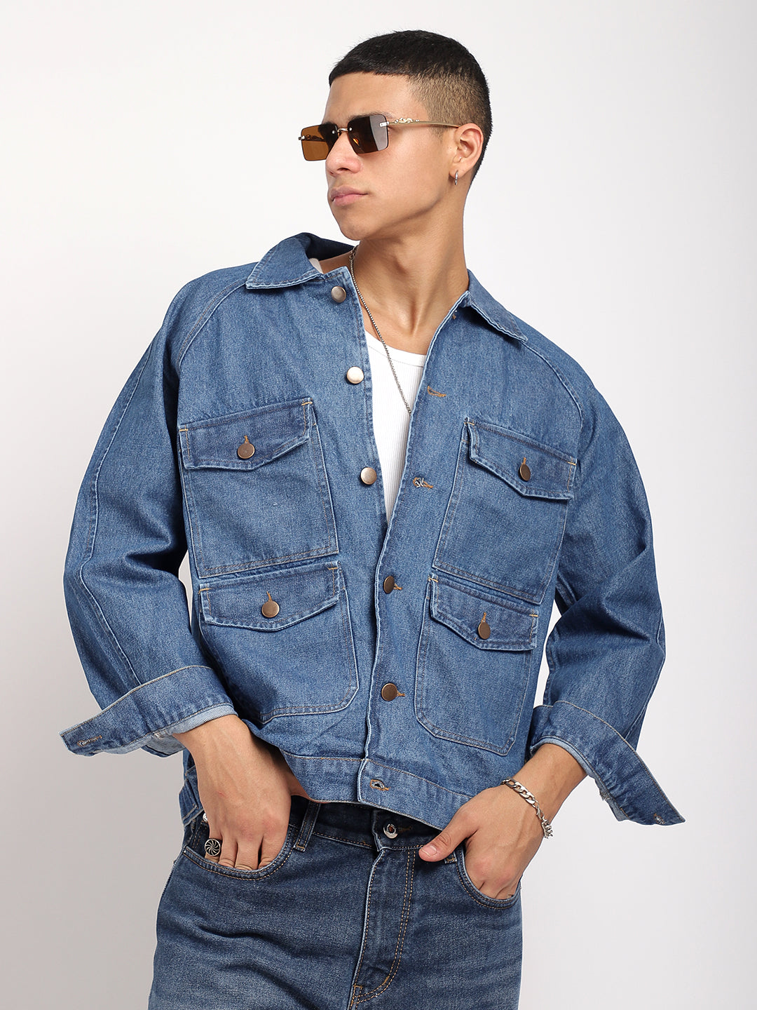 Oxford Essentials Ocean Blue Denim Jacket 4 Pocket