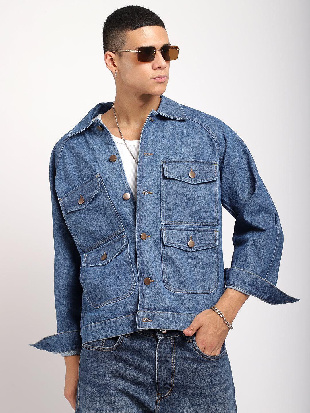 Oxford Essentials Ocean Blue Denim Jacket 4 Pocket