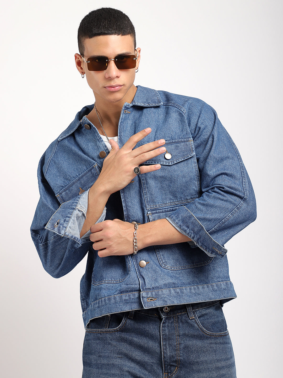 Oxford Essentials Ocean Blue Denim Jacket 4 Pocket