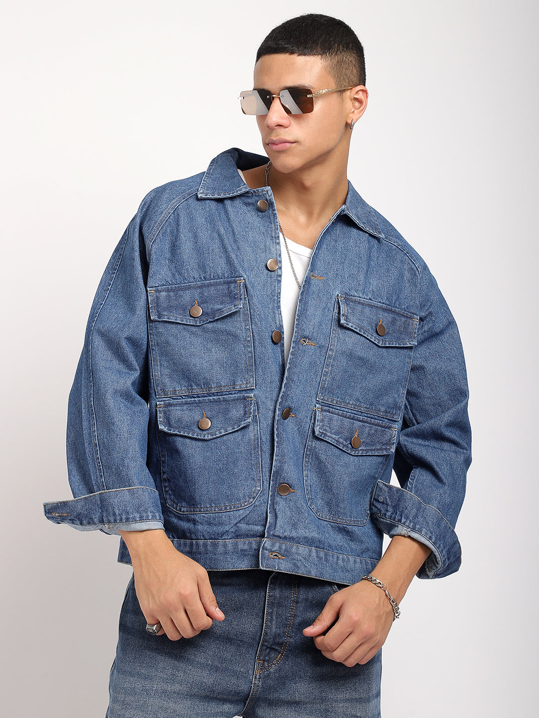Oxford Essentials Ocean Blue Denim Jacket 4 Pocket