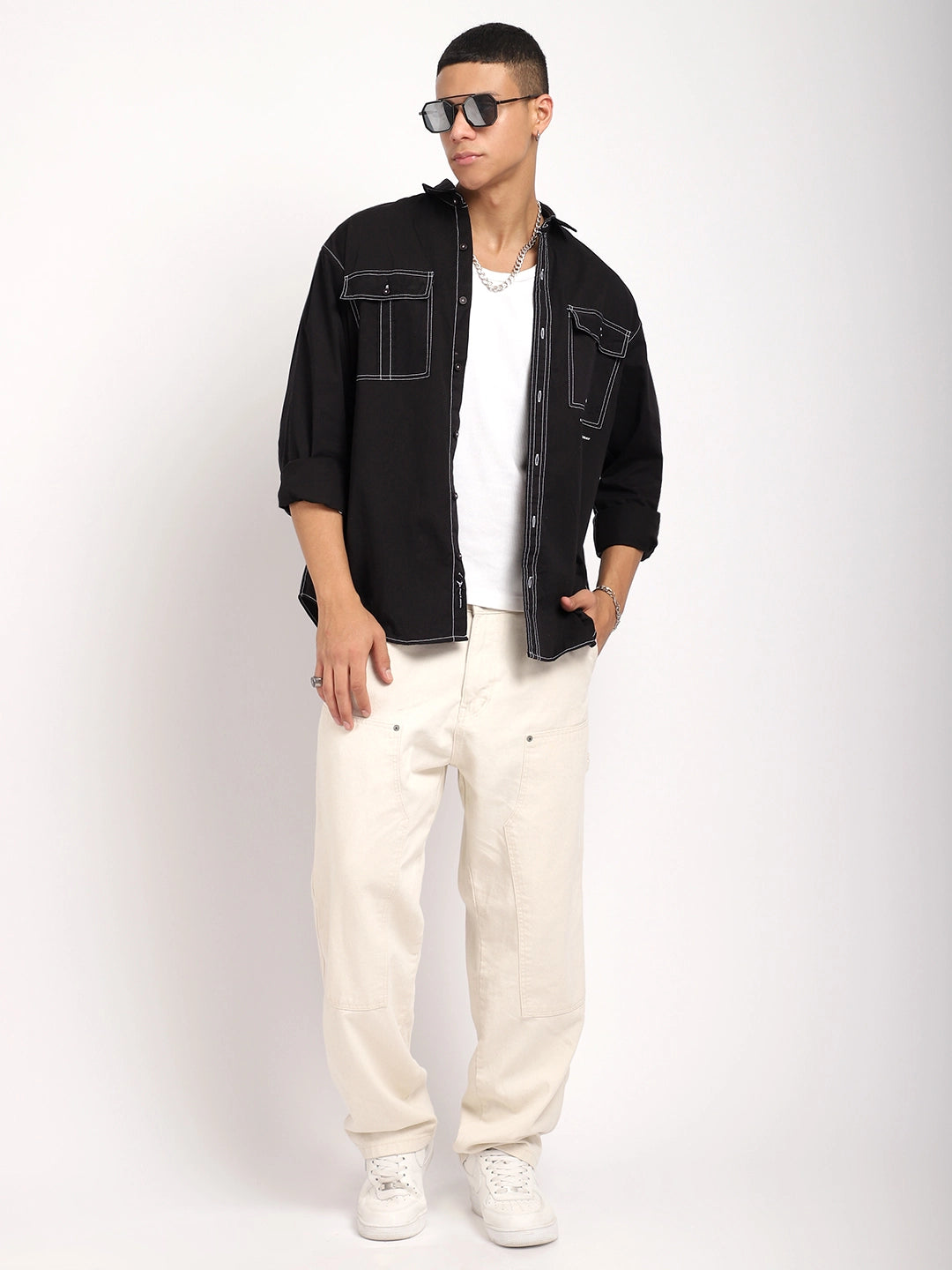 Fabric Lorenzo twilled Black Full Sleeve Shirt