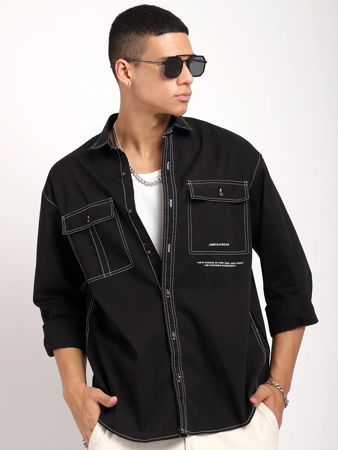 Fabric Lorenzo twilled Black Full Sleeve Shirt
