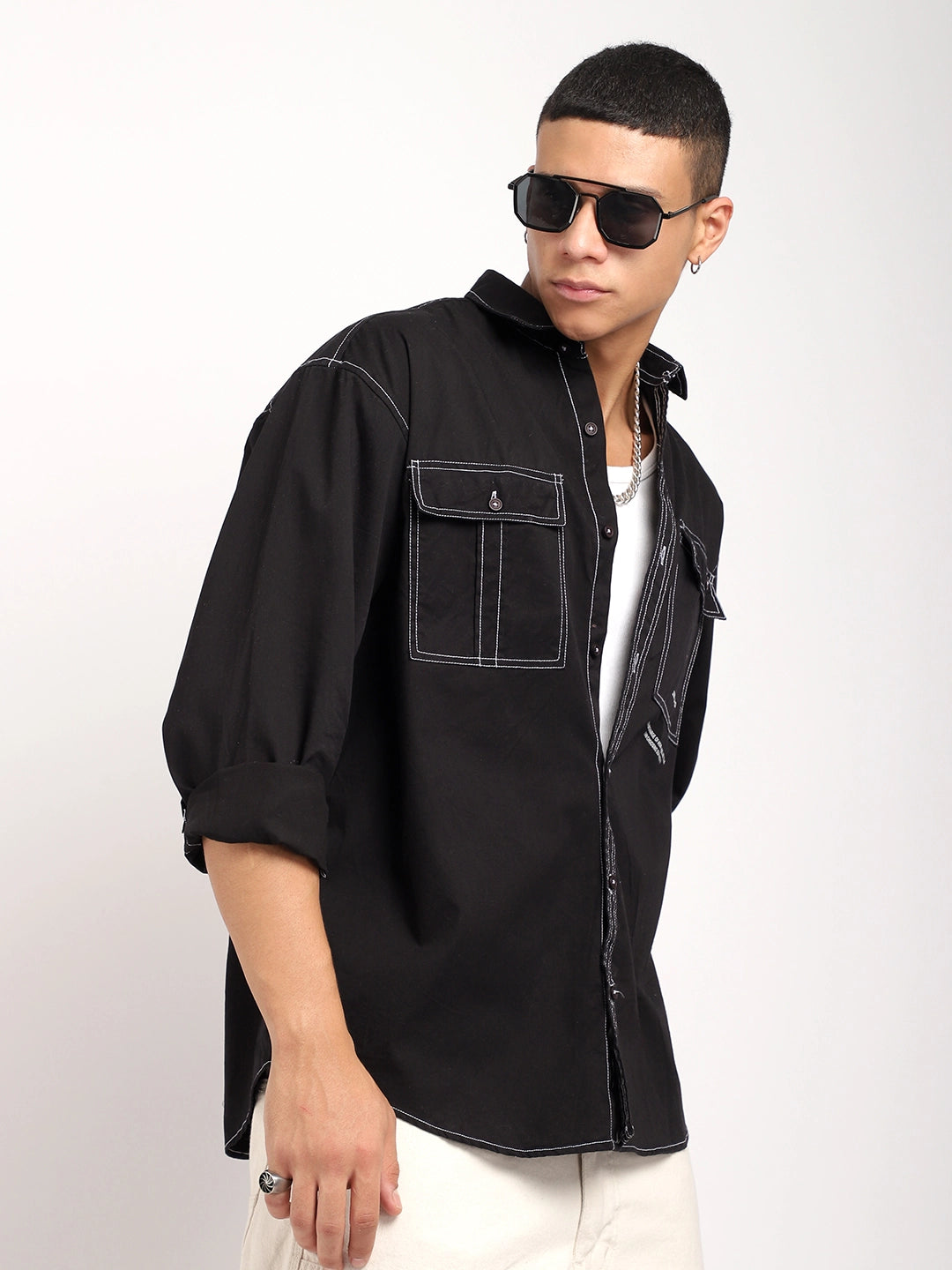 Fabric Lorenzo twilled Black Full Sleeve Shirt
