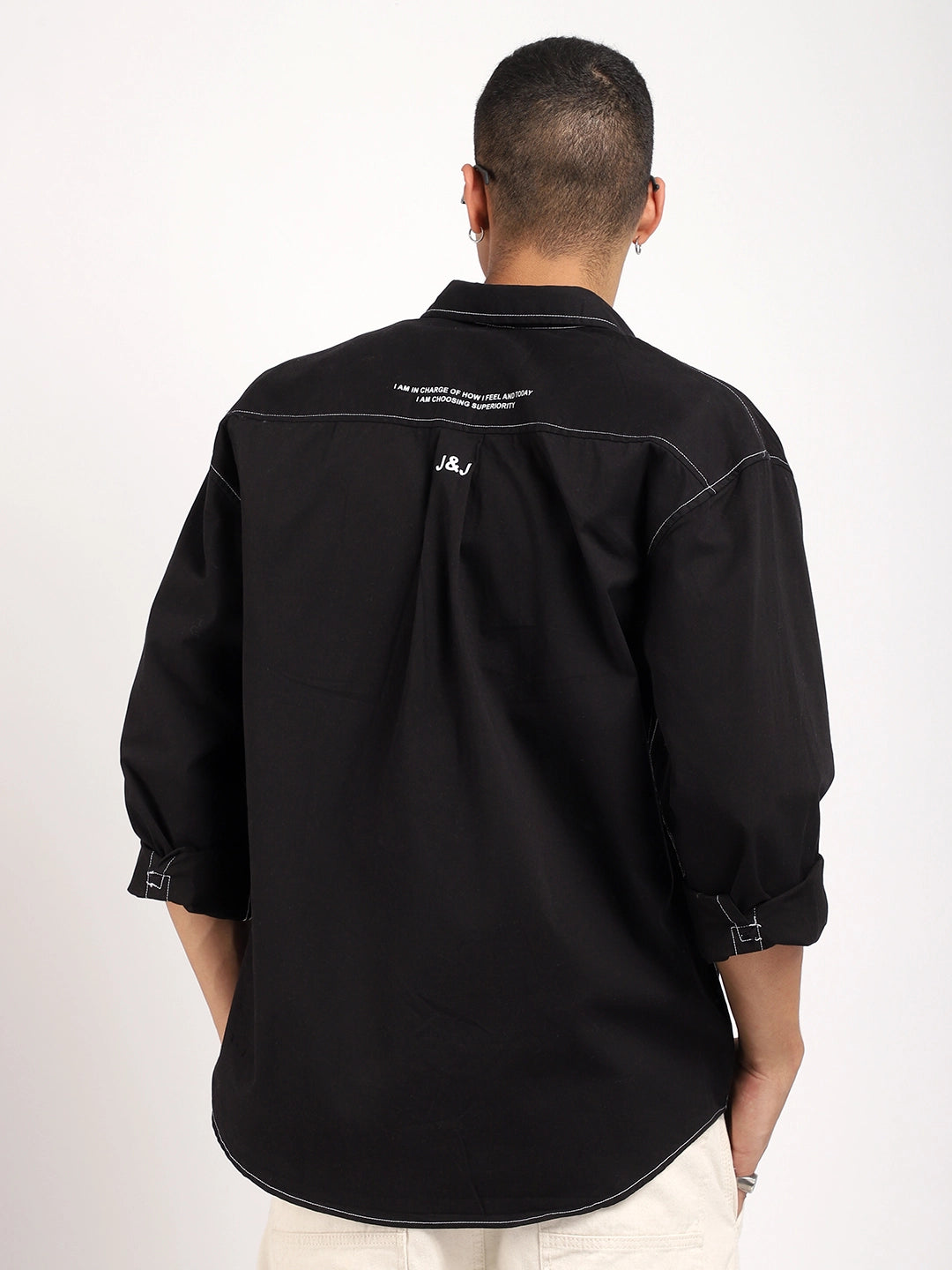 Fabric Lorenzo twilled Black Full Sleeve Shirt