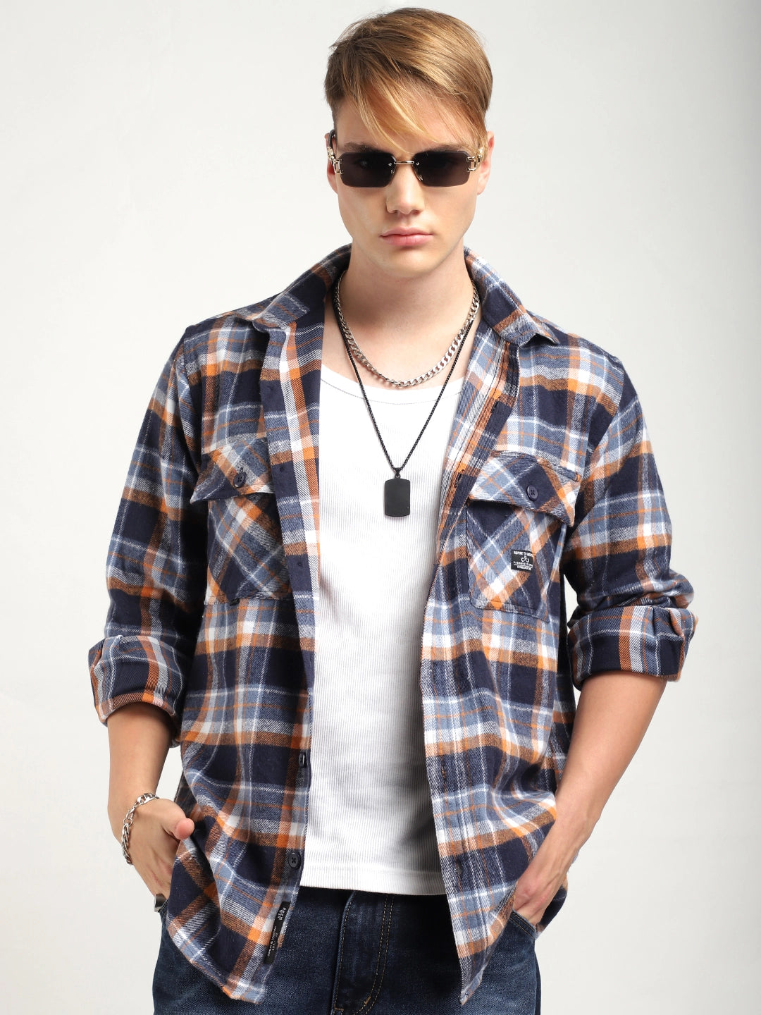 Grey Check Full Sleeve Shirt