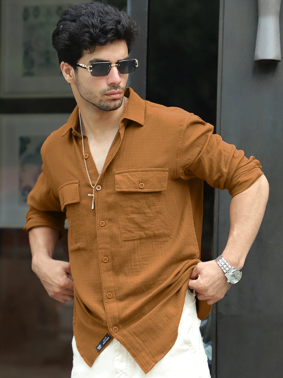 Vero Vibe Lucas Double Clothe Mustard Shirt