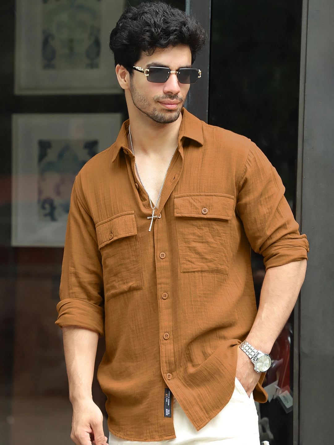 Vero Vibe Lucas Double Clothe Mustard Shirt