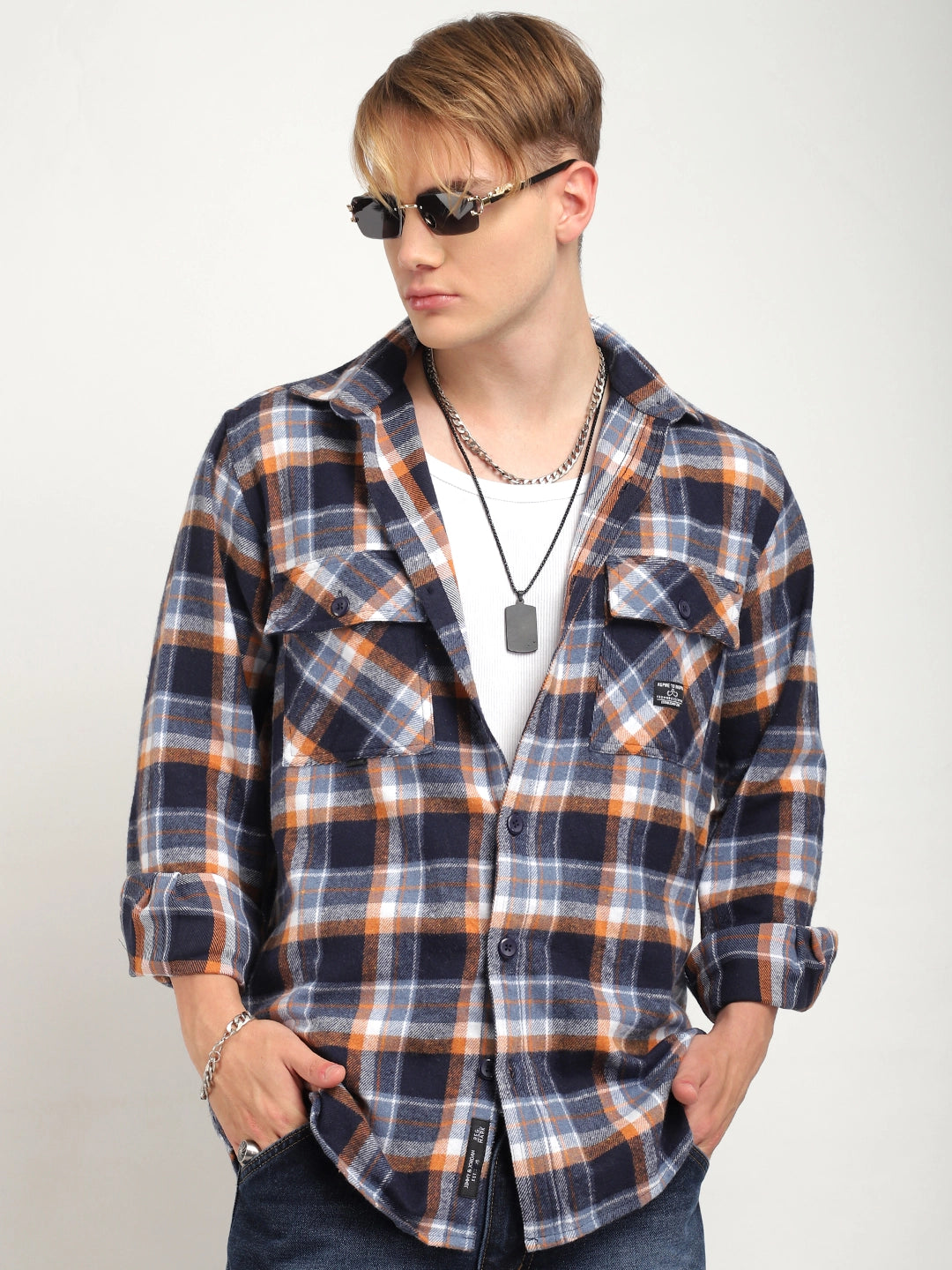 Grey Check Full Sleeve Shirt