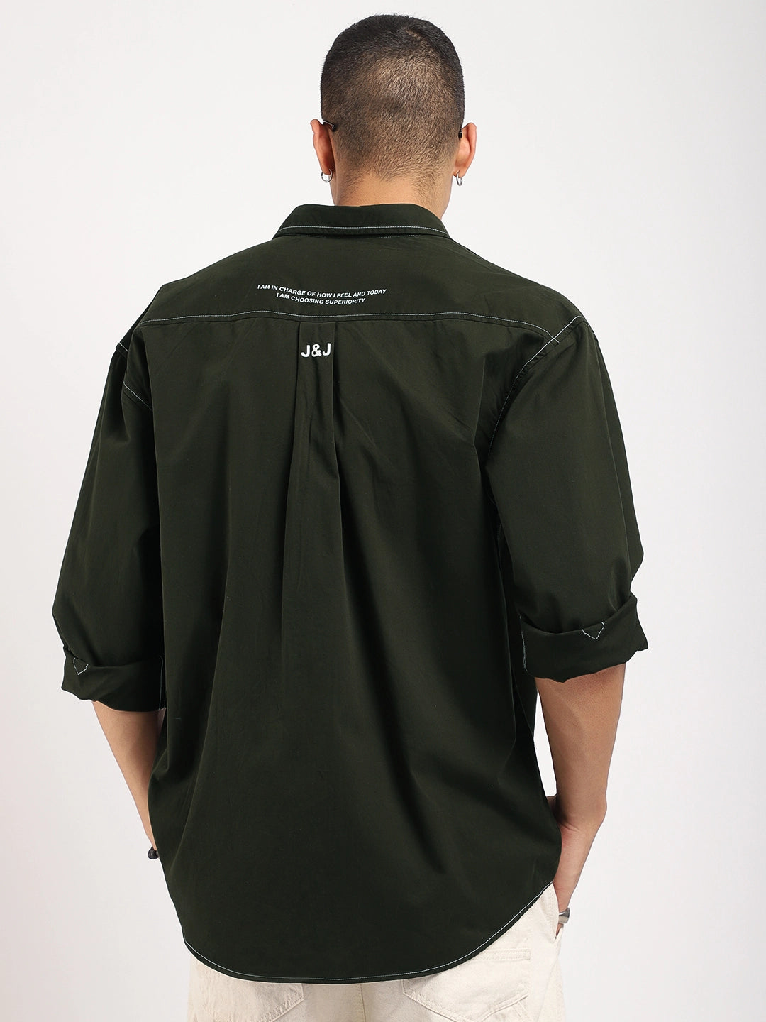 Fabric Lorenzo twilled Olive Full Sleeve Shirt