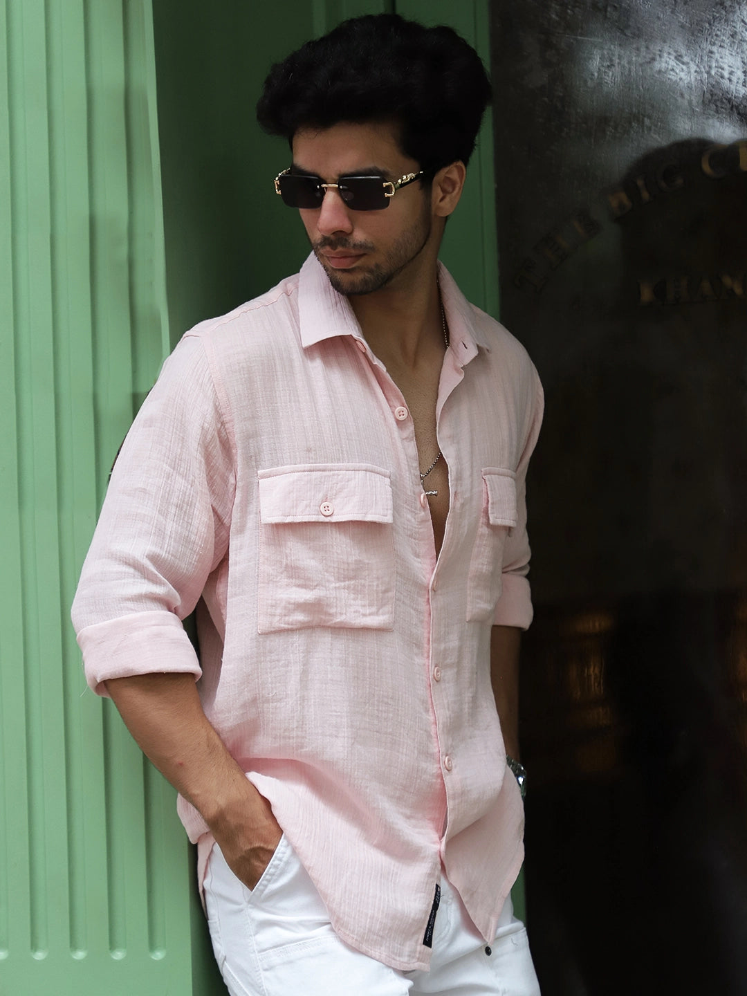 Vero Vibe Lucas Double Clothe Blush Pink Shirt