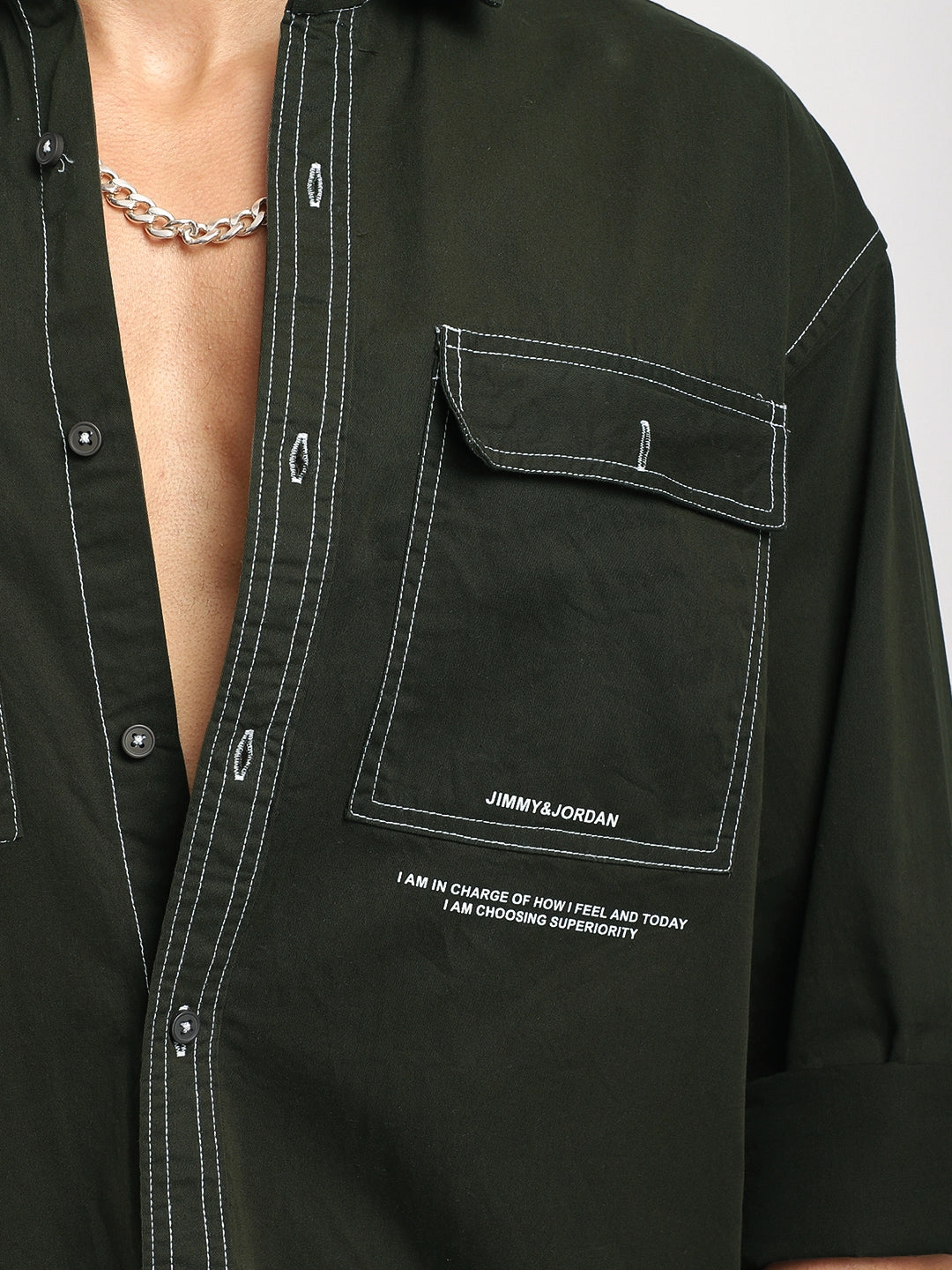 Fabric Lorenzo twilled Olive Full Sleeve Shirt