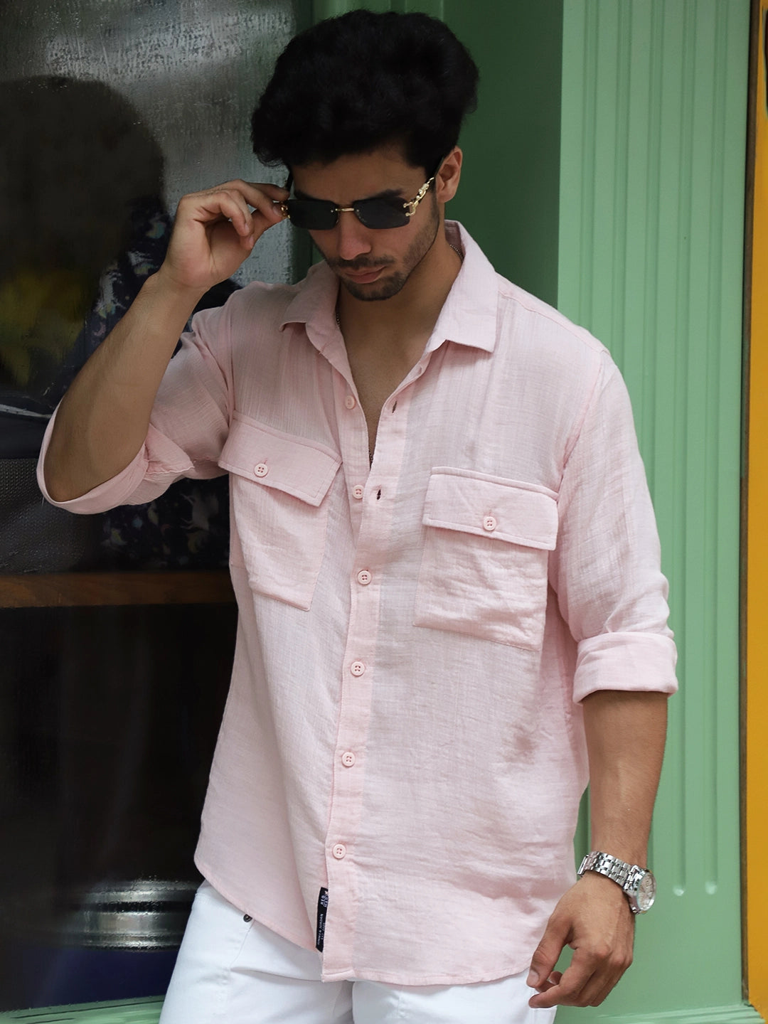 Vero Vibe Lucas Double Clothe Blush Pink Shirt