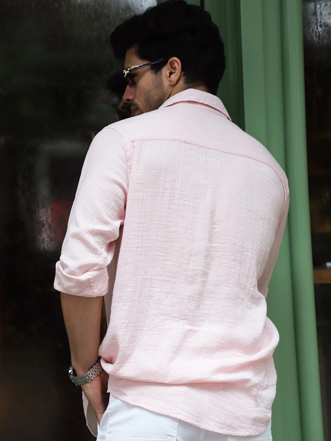 Vero Vibe Lucas Double Clothe Blush Pink Shirt