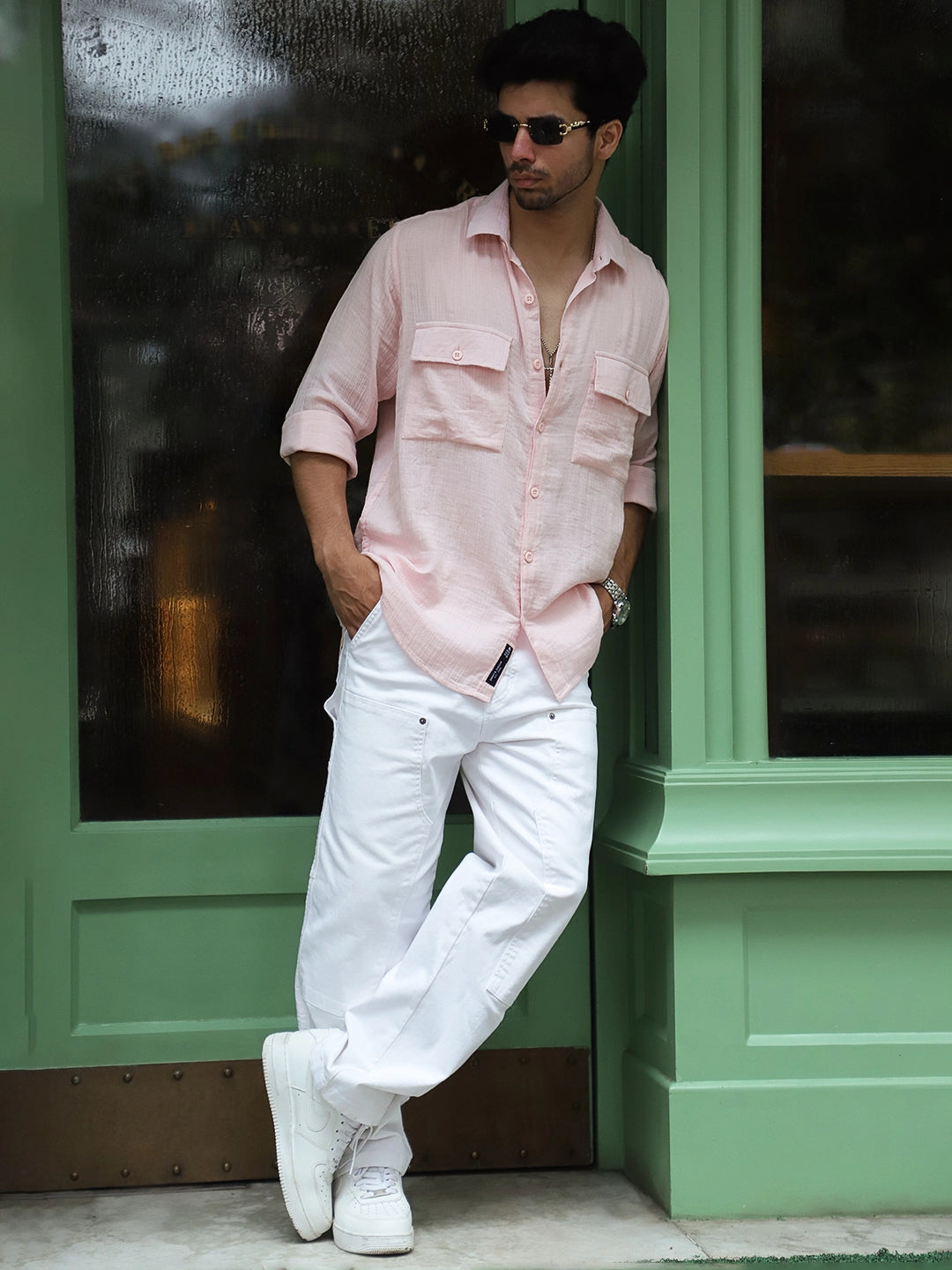 Vero Vibe Lucas Double Clothe Blush Pink Shirt