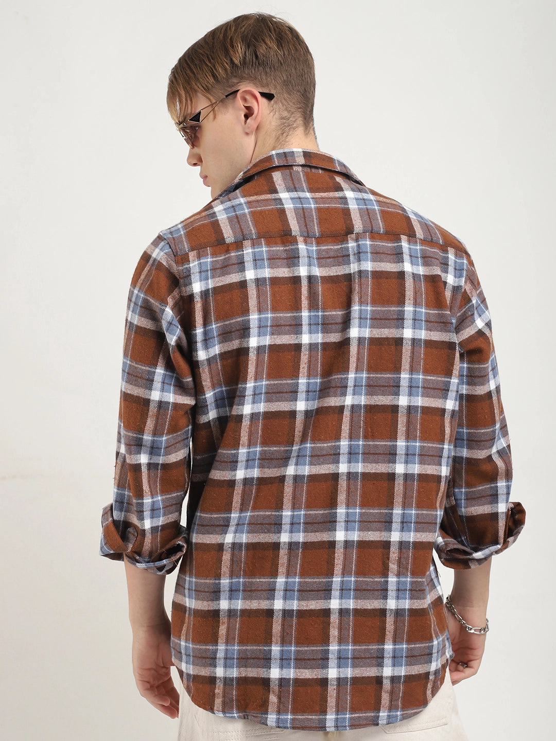 Infinite Brushed Brown Check Full Sleeve Shirt
